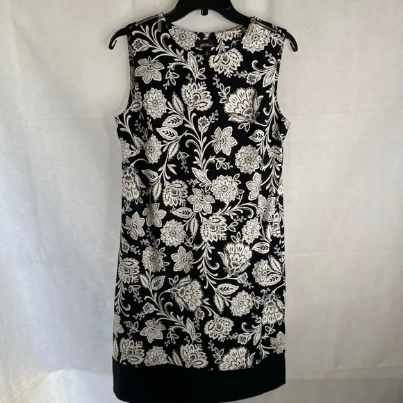 ALYX NWT Black & White Floral Zip Shoulder Sleeveless Sheath Dress Sz 6‎ - Picture 9 of 9